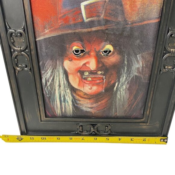 Vintage Gemmy Animated Talking Witch Wall Frame Motion Tongue Halloween Party - Picture 3 of 6